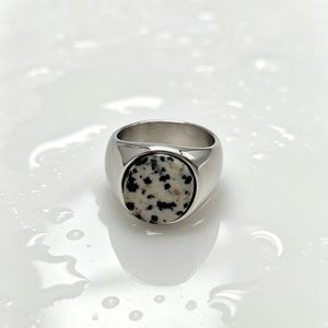 yunnique Fashion <b>Rings</b> <b>Titanium</b> Steel Inlaid Polka Dot Stone Unisex Jewelry Gift <b>Ring</b> Geometric Design Bezel Setting XYR0166 - Product Image 1