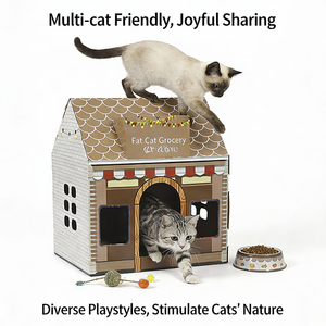 Katzenhaus für draußen, Katzenhaus für drinnen, Papier-Katzenhaus für den Außenbereich mit Tür – Verstärktes Papier-Katzenhaus mit Dach für den Außeneingang - Product Image 6