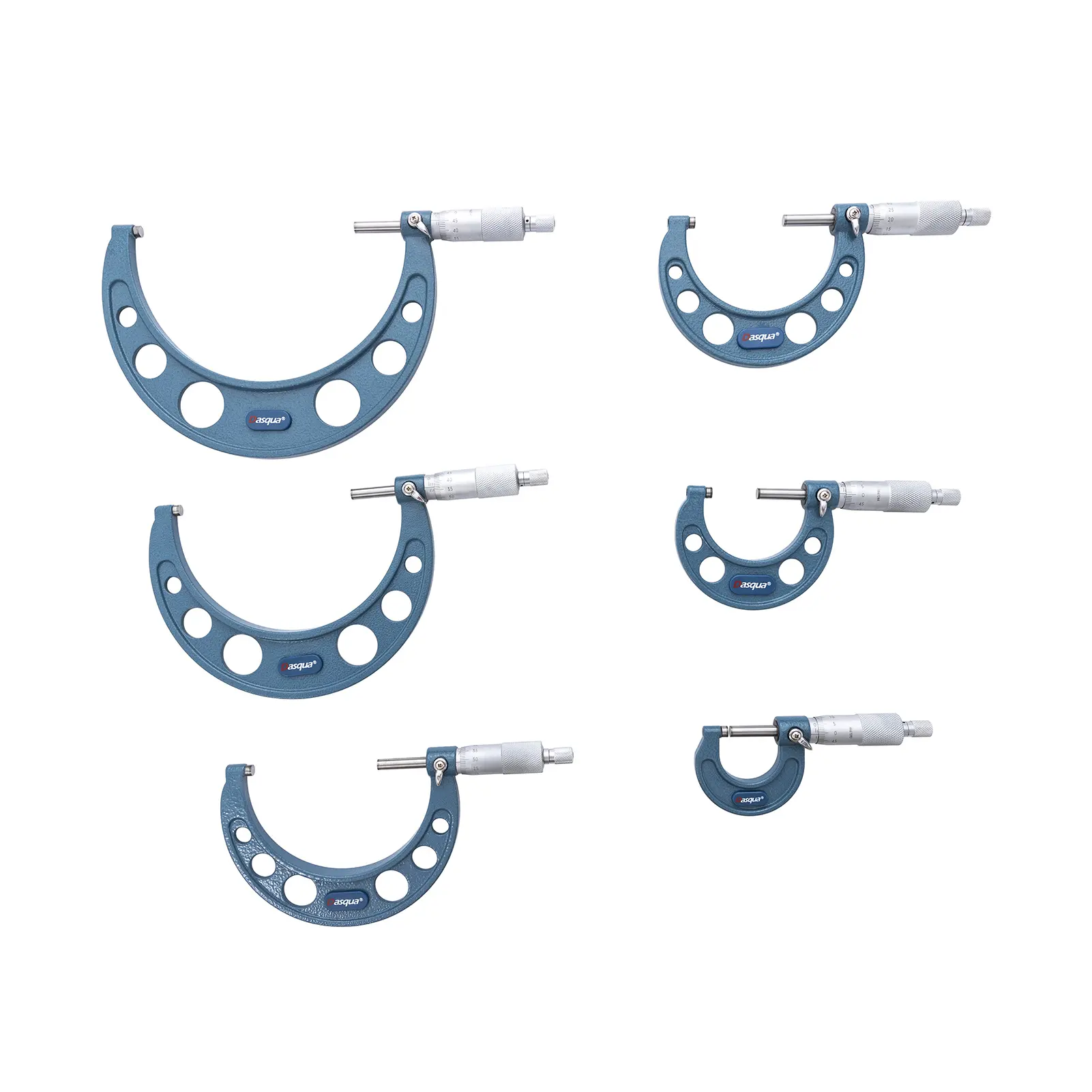 Dasqua 6 Stuks Buiten Micrometer Set 0-25Mm 25-50Mm 50-75Mm 75-100Mm 100-125Mm 125-150Mm Analoog Extern Micrometer Meetinstrument