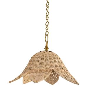 Lustre fleur en rotin et lampes suspendues 100% abat-jour fait main - Product Image 4