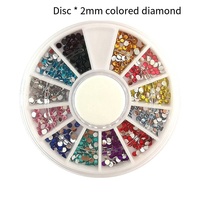 SunelPort Perhiasan Kuku 3D Kartun Jelly 2mm Berlian Warna-warni 12 Warna Kotak Disk Akrilik Cerah Datar DIY Ornamen Kuku Berkilau