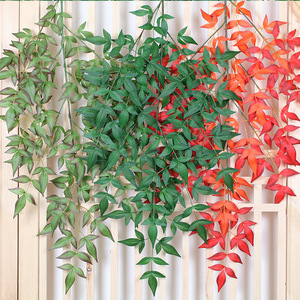 Al por mayor: Hojas de <span class=keywords><strong>Nandina</strong></span> de simulación, Hojas artificiales, Hoja de arce, Rama ornamental para jardín, Flor de otoño de simulación, Alta simulación - Product Image 1