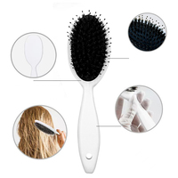 Brosse à cheveux à coussin d'air avec manche blanc, poils en nylon et en poils de sanglier pour le massage quotidien du cuir chevelu et le coiffage des cheveux