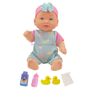 Lucky Toys vente en gros 28cm bébé poupée poupées en vinyle <span class=keywords><strong>nouveau</strong></span> Design bébé poupée avec tissu et chapeau bouteille canard Gel douche pour enfants - Product Image 1