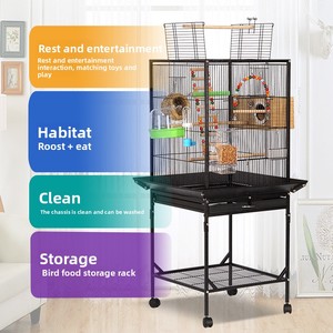 Jaula Moderna de Metal para Pájaros con Bandeja de Plástico, Gran Capacidad para Loros, Pinzones, Canarios y Cacatúas, Diseño Anti-escape, Sistema de Poleas - Product Image 3