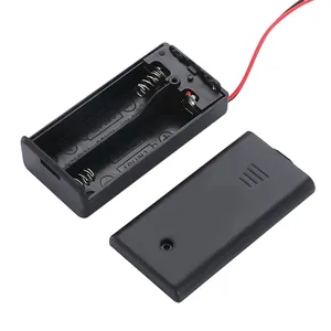 2AA Batterie halter mit Abdeckung und Schalter 3V AA Batterie Box/Halter/Gehäuse mit 150MM Draht AA Batterie halter Box