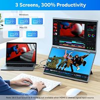 Monitor Portátil Dual de 18.5 Pulgadas, 1080P FHD IPS, 100Hz, Retroiluminación LED, Plegable, Extensor de Pantalla para Portátil, Conexión USB-C Plug and Play para Viajes