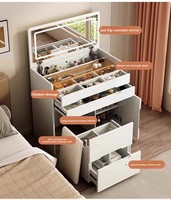 Table de toilette moderne avec miroir LED, éco-responsable et durable, avec chaise intégrée, design modulaire, panneau pliable, mobilier de chambre