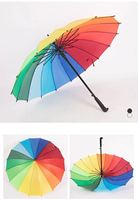 Parapluie droit promotionnel personnalisé de 21 pouces, imperméable et coupe-vent, à ouverture automatique, 16K, couleurs arc-en-ciel, pour la vente en gros