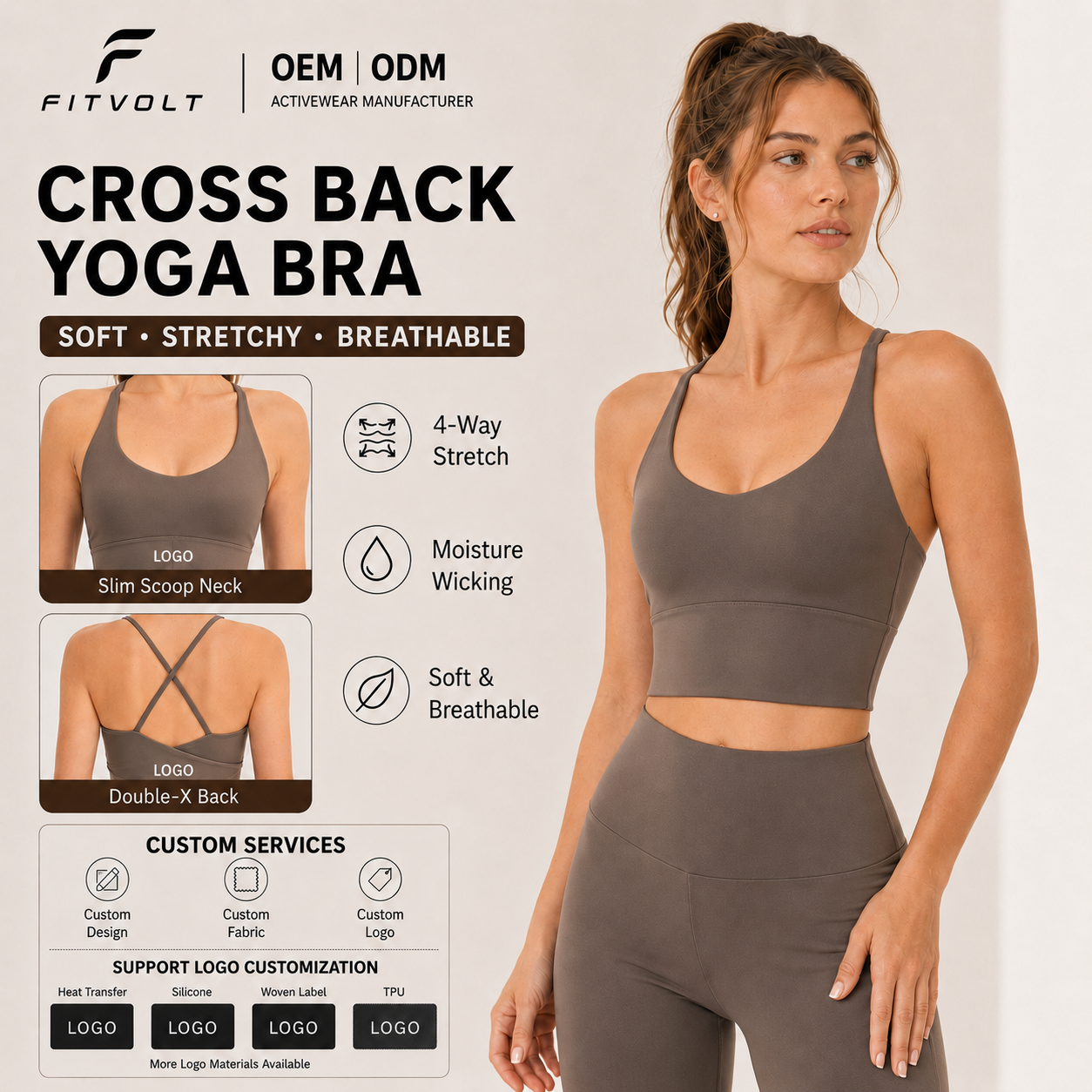 FITVOLT Premium Double X Cross Back Tank Top Slimming V-neck Seamless Padded Breathable Quick Dry Yoga Women Gym Skinny Fit