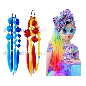 Wholesale 12inch Colored Kids Braid Hair Extensions Hairpiece Bubble Twist Synthetic Kids Braided Ponytail For Girls