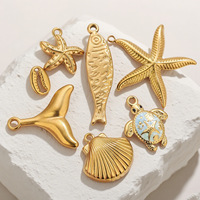 Vente en gros de pendentifs de la série Golden Ocean en acier inoxydable Collection Queue Étoile de mer Coquillage fait à la main DIY Collier Bijoux Accessoires