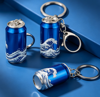 Porte-clés personnalisé en forme de mini canette de bière, en résine, avec motif géométrique, pendentif de sac, breloque, cadeau de fête, vente en gros
