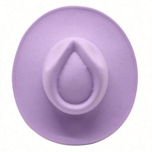 Sombreros Fedora de Ala Ancha de Fieltro de Lana Unisex, 20 Colores Disponibles, con Forro de Satén Personalizado, Venta al Por Mayor, para Fiestas Casuales al Aire Libre - Product Image 4