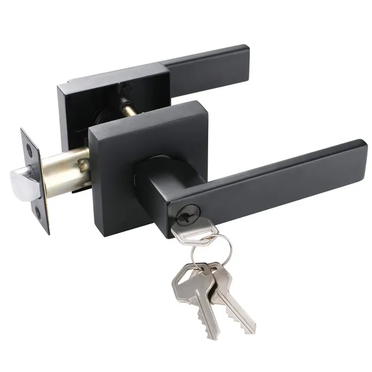 Security cylindrical knob door lock lever handle Stainless Steel door Key in lever entry door handle lock lever set