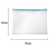 Logo personnalisé A3 A4 A5 Sac de rangement transparent polyvalent en maille avec fermeture éclair pour papeterie Sac de rangement transparent en maille EVA pour documents