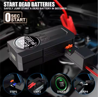 Starter Jump truk 4-in-1 45W multifungsi, dengan Bank daya Inflator lampu LED, Booster mobil Digital