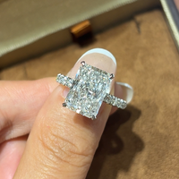 Bague en diamant de laboratoire taille Radiant 1-5 carats, or blanc 14K/18K, 4 griffes pavées, certifiée IGI, couleur D-G, pureté VVS1-VS2