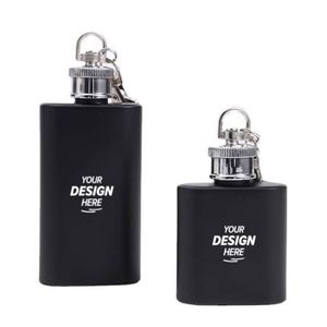 กระติกน้ำสุราพกพาสแตนเลสขนาดเล็กแบบพวงกุญแจ 1 ออนซ์ และ 2 ออนซ์ สำหรับใส่เหล้าวิสกี้ ไวน์ พร้อมโลโก้สั่งทำพิเศษ ปี 2025 - Product Image 1