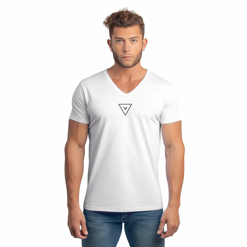 T-shirt de baseball col en V respirant teint uni personnalisé avec logo