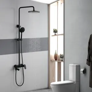 Moderno bagno doccia set rubinetto dell'acqua calda e fredda in ottone miscelatore doccia nero rubinetto