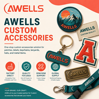Porte-clés en tissu personnalisé lavable, étiquette de clé pour équipage de vol en fil 500D inaltérable avec anneau en acier inoxydable de qualité industrielle AWELLS