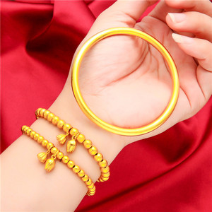 Pulsera de Oro Laminado para Mujer YL Vietnam, Estilo Antiguo, Imitación de Oro Sólido, Diseño de Loto, La Felicidad de Dos Generaciones - Product Image 1