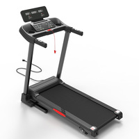 Treadmill Lipat Elektrik First Fitness 6001 untuk Penggunaan di Rumah, Kemiringan 3 Tingkat, Layar LED, Pemantau Detak Jantung, Kecepatan 1-12 KM/Jam