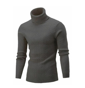 Pull chaud coupe ajustée Pull décontracté pulls tricotés pour hommes Pull à col roulé pour hommes automne hiver - Product Image 2