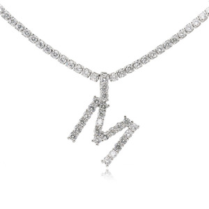 Meilleure Vente Personnalisé Plaqué Or Lettre Pendentif collier de Tennis, Diamant Initial Choker Collier Personnalisé Femmes Hommes - Product Image 6
