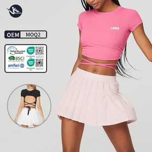 Design più recente di alta qualità da palestra Fitness <span class=keywords><strong>Beige</strong></span> <span class=keywords><strong>Crop</strong></span> Tee Scrunch Back cinghie da donna - Product Image 1