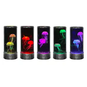 Night Light for Office Home Decor Birthday Gift RGB Color Changing Round LED Jellyfish Lava Lamp