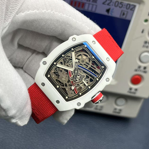 Men's High-End Luxury RM67-02 Red and White Ceramic Ultra-Thin Automatic Winding Ultra-Light Business <b>Mechanical</b> <b>Watch</b> - Product Image 3