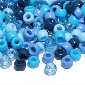 500pcs/bag Wholesale 6x9mm Blue Series Large Hole Acrylic <strong>Beads</strong> Colored Plastic <strong>Pony</strong> <strong>Beads</strong> for DIY - Product Image 5