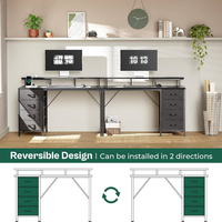 Bureau d'ordinateur moderne pour la maison avec prises électriques, éclairage LED, 4 tiroirs et fonctions réglables pour le bureau, l'étude et le travail