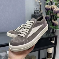 En stock Chaussure décontractée unisexe basse noire à lacets en cuir Owens de luxe à semelle épaisse
