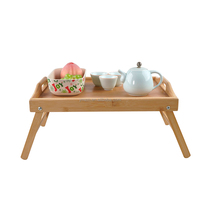 Table de lit portable en bambou sculpté, design à pieds pliants, rangement alimentaire, style américain, type sur pied, pour la maison et le bureau