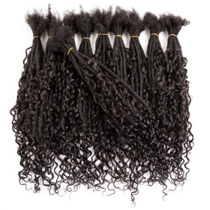 Estensioni Dreadlock BLT all'ingrosso, 0,6 cm di spessore, fatte a mano, stile Boho Goddess Locs, con estremità ricce, in capelli umani <span class=keywords><strong>Afro</strong></span> - Product Image 1