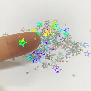 Hengxin Grosir Kerajinan Resin Slime Nail Art Slime Payet Glitter Bintang Berongga Holografik Hewan Peliharaan