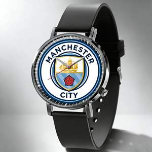 2026年ニューヨーロピアンカップユニバーサルウォッチ、ヨーロッパサッカークラブアイコン、ブラックシリコンストラップ、クォーツ腕時計、合金ケース、38mmポインター - Product Image 3