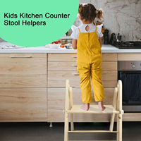 Escabeau pliant en bois pour enfants avec deux marches et poignées latérales arrondies pour salle de bain, cuisine et chambre d'enfant