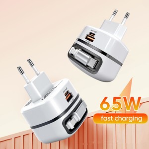 Cargador Rápido PD+QC de 65W GaN con Cable Retráctil para <span class=keywords><strong>iPhone</strong></span>, Adaptador Multifunción QC3.0 <span class=keywords><strong>Tipo</strong></span>-<span class=keywords><strong>C</strong></span> para Portátil, Enchufe EU/UK - Product Image 6