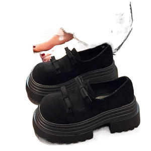 2025 Spring Fashion Women's Retro British Style Single <b>Chunky</b> Leather <b>Shoes</b> Small Thick Bottom Commuter Style - Product Image 2