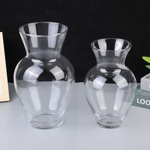 Jarrón de Vidrio Transparente de Diseño Simple y Delgado, Moderno, de Boca Ancha y Forma Redonda, para Decoración del Hogar y Bodas - Product Image 2