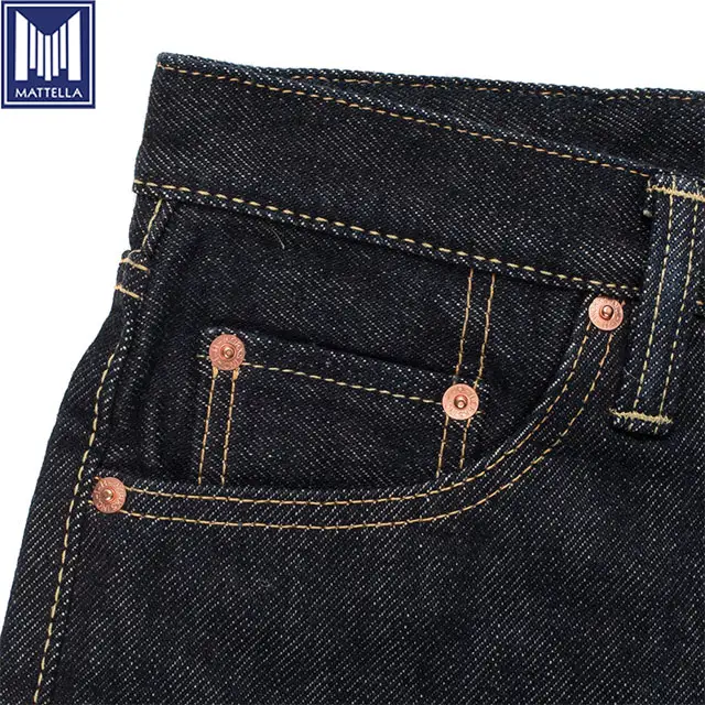 Europe design tessuto grezzo unwash/nessun strizzacervelli 17oz selvedge denim dei jeans boot cut per gli uomini