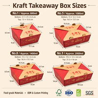 Caja de Almuerzo Desechable de Cartón Kraft Plegable para Restaurante, Comida para Llevar, Suministro con Logotipo Personalizado