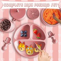 Fournitures de sevrage Led pour bébé avec assiette en silicone pour bébé, meilleure vente, bol super ventouse, ensemble d'alimentation en silicone extra lourd pour bébé, essentiels