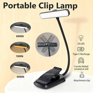Lámpara <span class=keywords><strong>de</strong></span> <span class=keywords><strong>Lectura</strong></span> con Clip para Cama, 24 LED, Función <span class=keywords><strong>de</strong></span> Memoria, Brillo Regulable, Recargable por USB C, 3 Modos <span class=keywords><strong>de</strong></span> Protección Ocular - Product Image 2