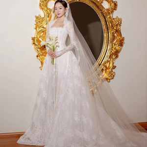 Lace Sleeve Wedding Gown - Lace Jacket Wedding Gown - Elegant Design
