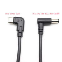 PD Tipo. c-maleelbow DC5.5 * 2,1 Macho Codo Laptop PD 9V 12V 15V 20V100W 3A Cargador rápido Usb Tipo-c Macho a 5521 Potencia
